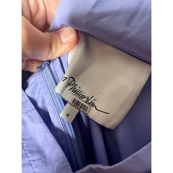 3.1 PHILLIP LIM Purple A-Line Sleeveless V-Neck Poplin Belted Midi Dress Size 4 - Picture 13 of 14
